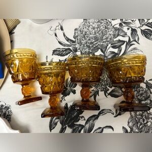Vintage Indiana glass goblets amber